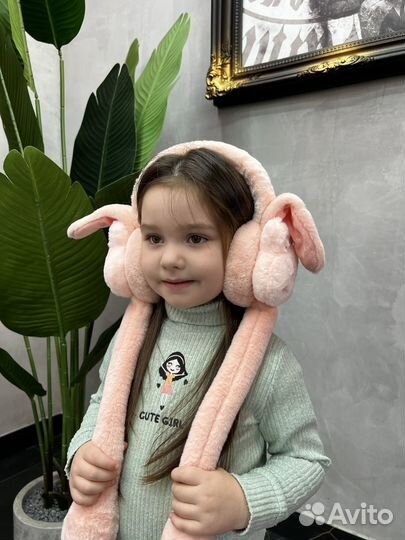 Меховые наушники зайчик с ушками