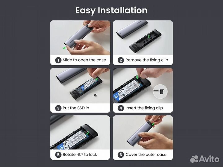 Внешний бокс Ugreen для NVMe M.2 SSD