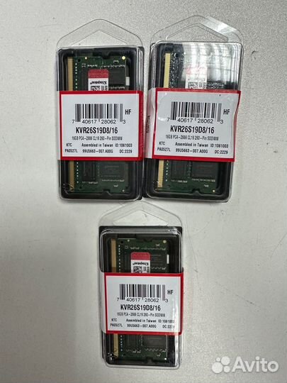 Новая sodimm DDR4 16 gb Kingston kvr26s19d8/16