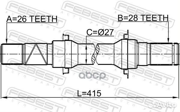 Полуось правая 26X415X28 0512BL16AT Febest
