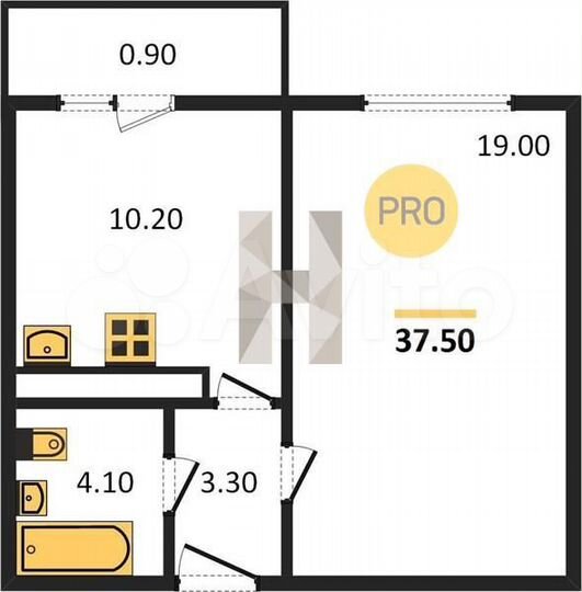 1-к. квартира, 37,5 м², 7/17 эт.
