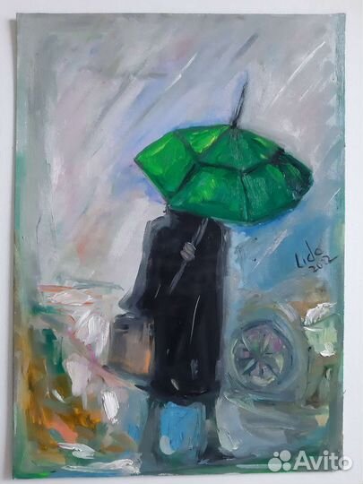 Картина маслом осенний пейзаж город