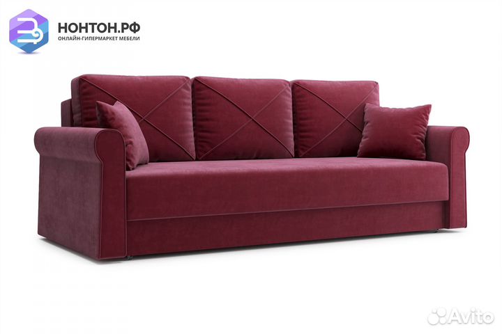 Диван еврокнижка Лира 3-х местный бордовый