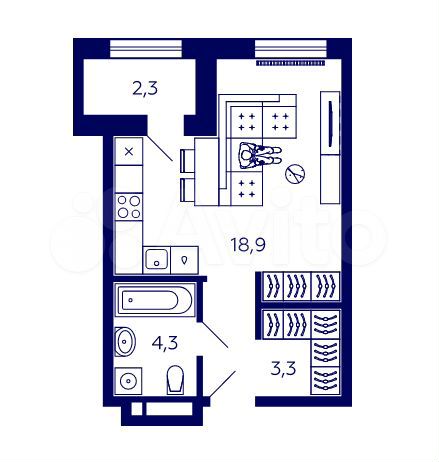 Квартира-студия, 31,3 м², 2/16 эт.