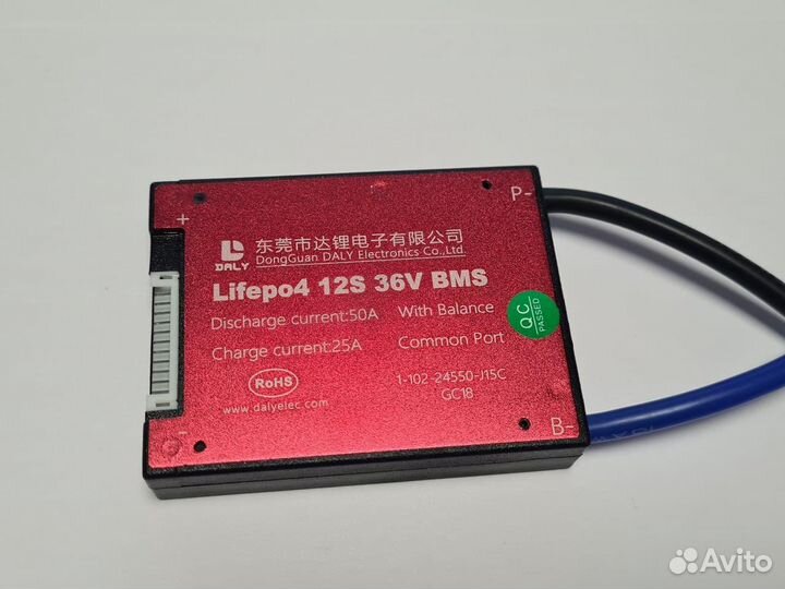 Плата контроля BMS lifepo4 12S 36V 50A
