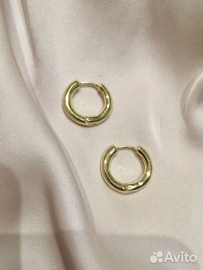 Серьги кольца с сердцем