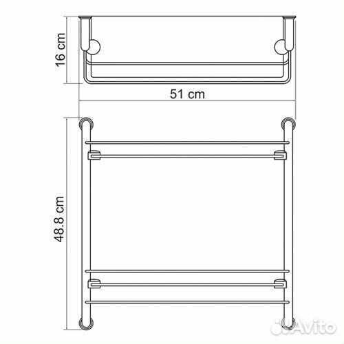 Полка для ванны стеклянная двойная K-2022 Wassekra