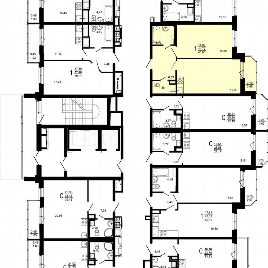 1-к. квартира, 45,3 м², 2/12 эт.