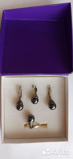 Серебряный комплект с жемчугом