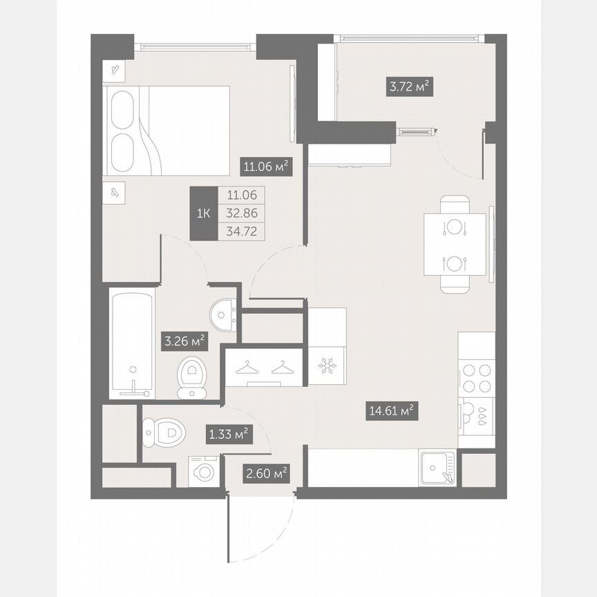 1-к. квартира, 34,7 м², 6/10 эт.