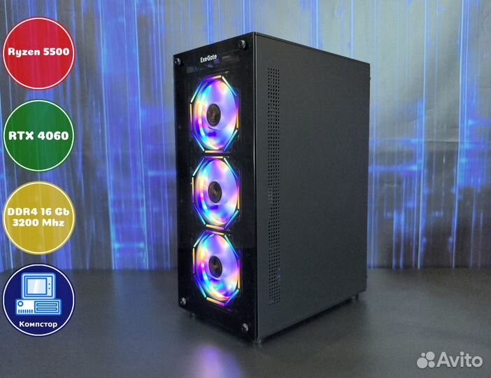 Системник игровой AMD5500-RTX4060-16DDR4-BVP07-A520