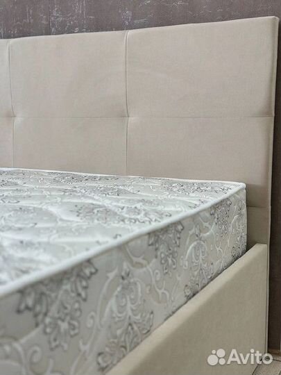 Кровать велюр бежевая 1.6