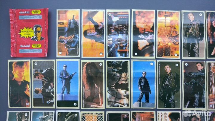 Полная серия наклеек жвачек Терминатор 2