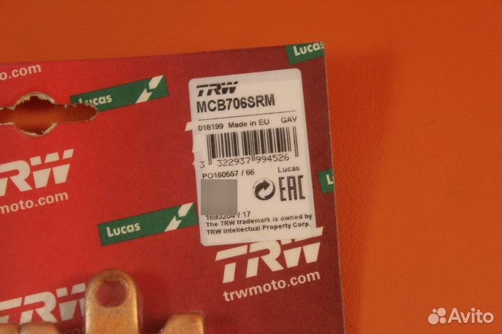 Тормозные колодки TRW MCB706SRM -2 комплекта