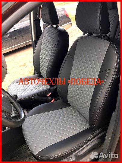 Чехлы Renault Duster 1 из экокожи чёрно-серые Ромб