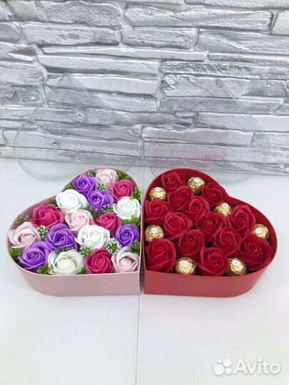 Мыльные розы в коробке
