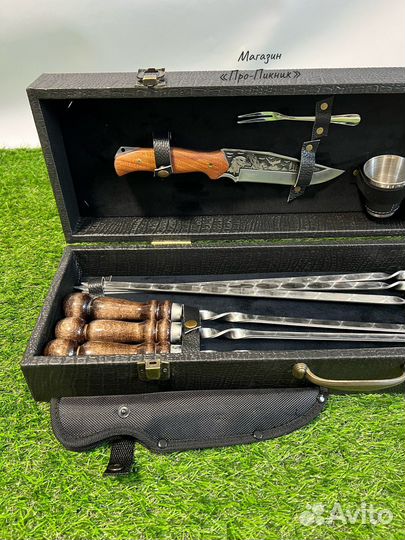 Набор шампуров в кейсе «Ворон-1» подарочный