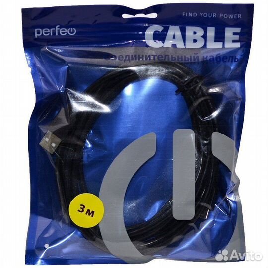 Кабель Perfeo USB - miniusb, 3,0 метра,черный