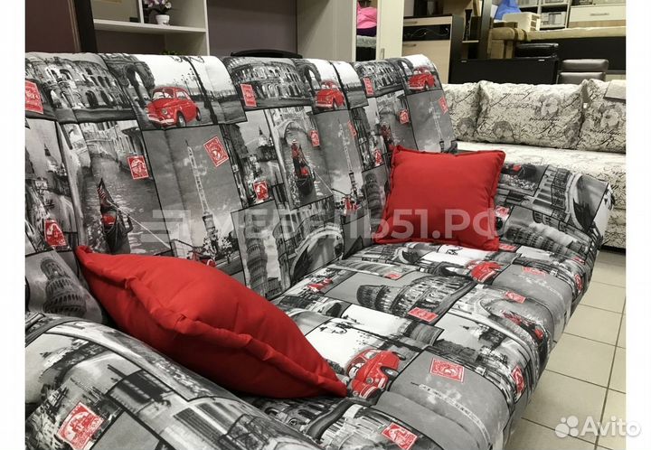 Диван-кровать клик-кляк Казанова красно-серый