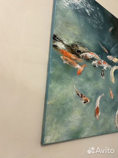 Картина маслом Рыбы большая интерьерная