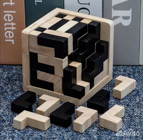 Деревянный 3D куб - тетрис/головоломка