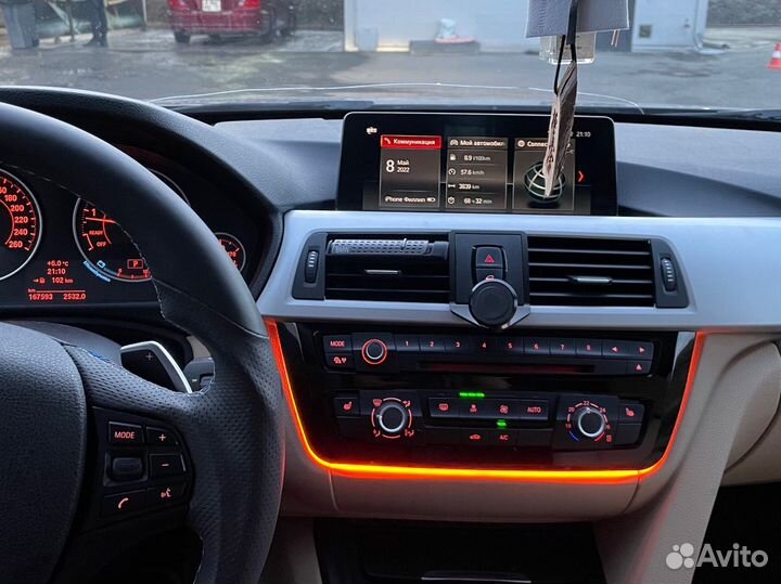 Новая Рамка климата BMW f30 c подсветкой карбон