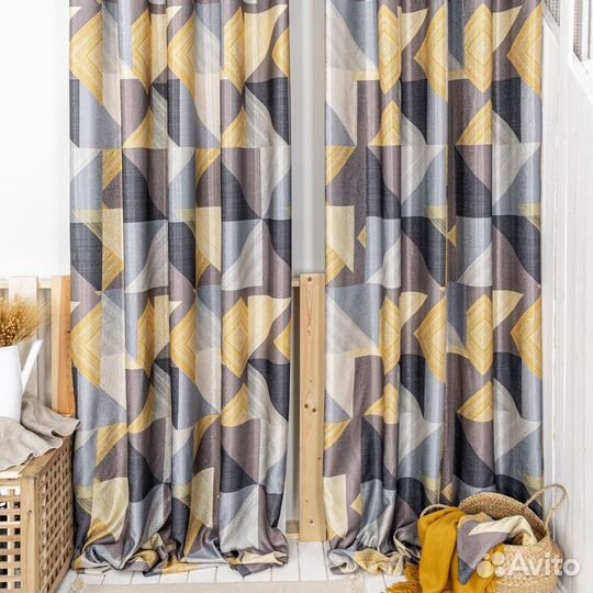 Комплект Пабло Охра готовые и на заказ шторы