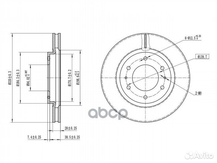 Диск тормозной Mitsubishi L200 15- / Pajero Spo
