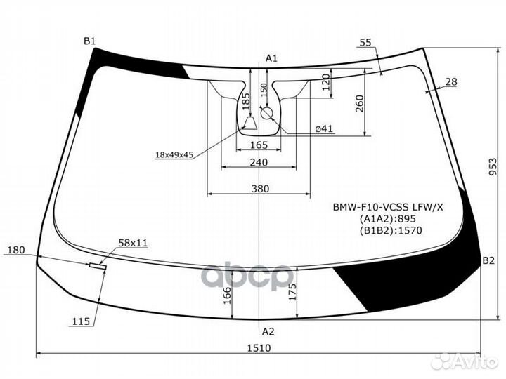 Стекло лобовое + дд + камера BMW 5-series F10/1