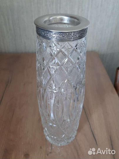 Хрустальная ваза с серебром