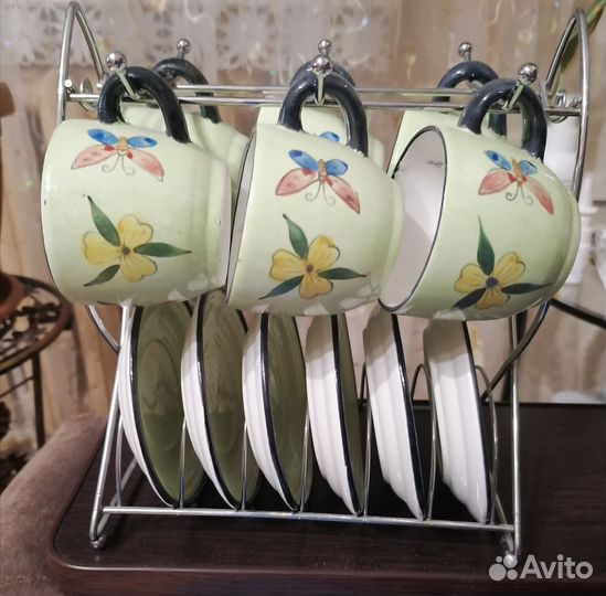 Набор кофейных чашек, поднос