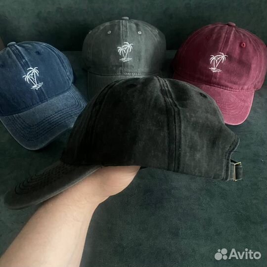 Кепка джинсовая с пальмой черная