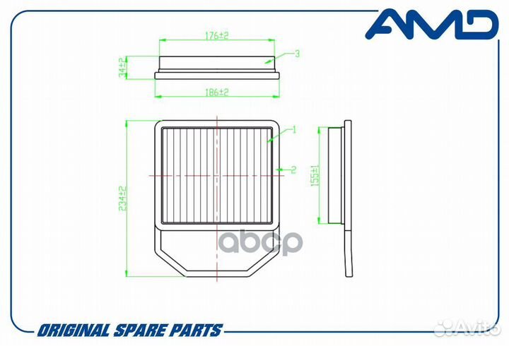 Фильтр воздушный MB(C IV W205) (M 276.823) (201