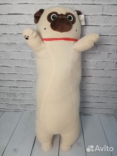 Мягкая игрушка, собака мопс-батон 70см