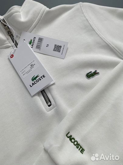 Свитшот lacoste полузамок в стиле old money белый