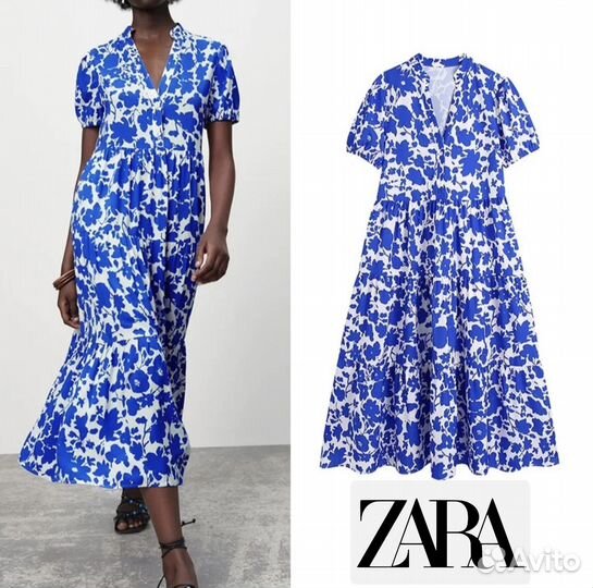 Новое платье миди макси Zara S 42 44 хлопок