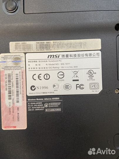Ноутбук MSI CX 640 (ms-16y1)