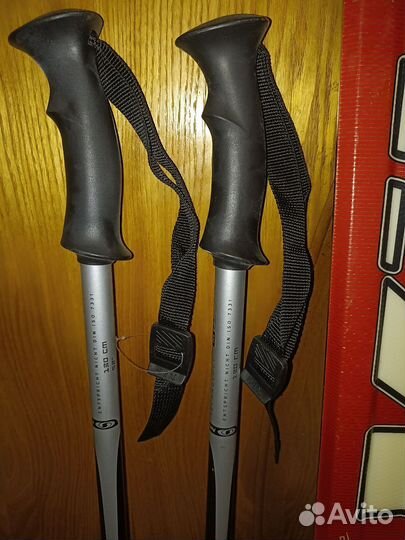 Горные лыжи, крепление, ботинки, палки