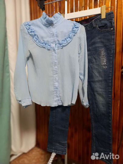 Блузка + джинсы на девочку 40- 42 размер