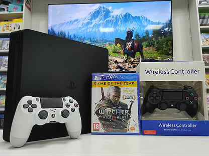 Sony PS4 Slim + 104 игры и 2 геймпада