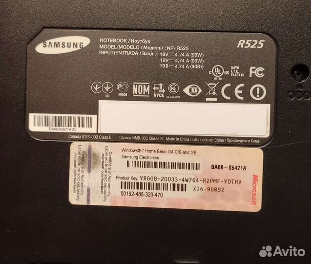 Ноутбук samsung R 525