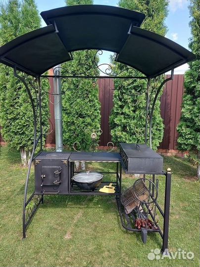 Мангал с печью и столиком
