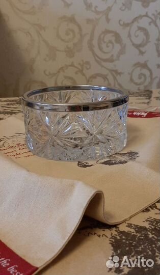 Салатник/ конфетница хрустальный с ободком