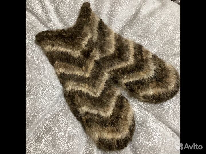 Варежки из собачьего пуха с вывязанным узором