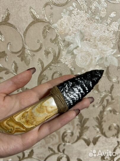 Нож атам из обсидиана и оникса