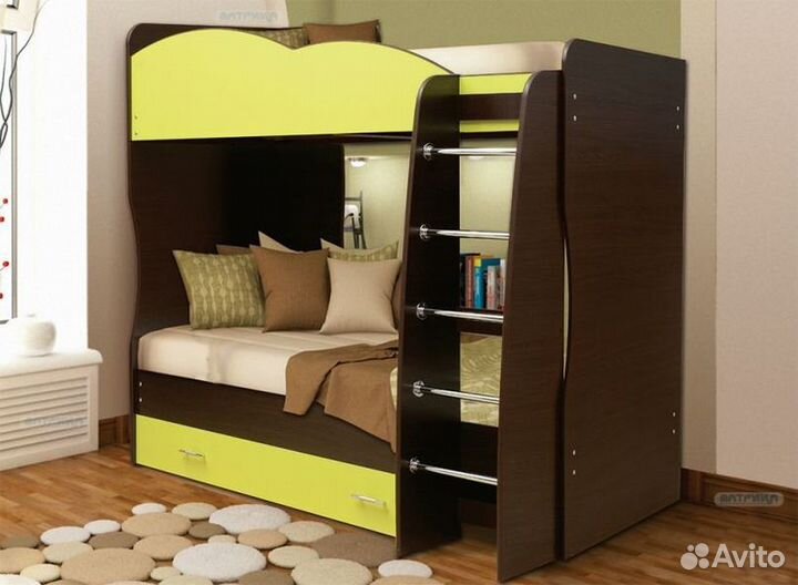 Двухярусная кровать Юниор-2.1 с матрасами