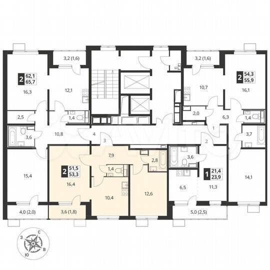 2-к. квартира, 52,8 м², 24/25 эт.