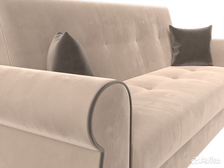 Диван-книжка Лига-019, велюр, бежевый, коричневый