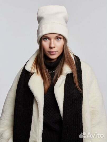 Двойная теплая шапка мелкой вязки Шапки Оптом