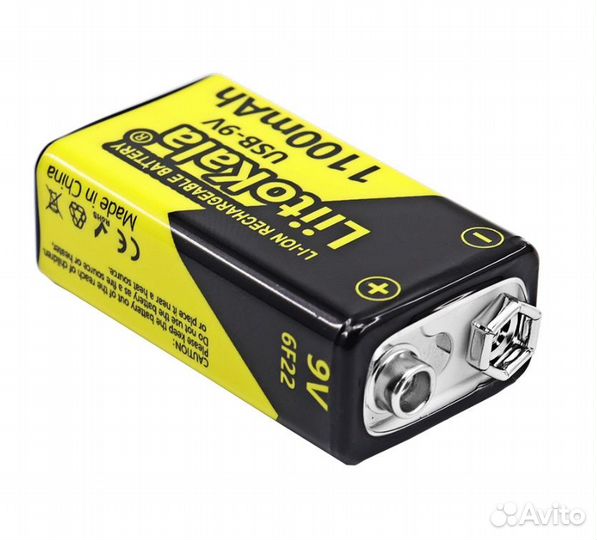 Крона аккумулятор LiitoKala USB-9V 1100mAh 6F22